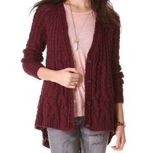 FREE PEOPLE The Fable Slouchy Knit Cardigan Maroon